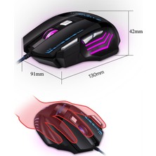 Gzplz USB Kablolu Işıklı Oyun Mouse - Siyah (Yurt Dışından)