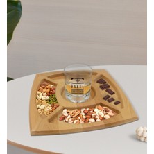 Kişiye Özel Isimli Viski Bardağı ve Doğal Masif Ahşap 4 Bölmeli Sunum Tabağı Çerezlik Hediye Seti-21