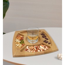 BK Kişiye Özel Isimli Viski Bardağı ve Doğal Masif Ahşap 4 Bölmeli Sunum Tabağı Çerezlik Hediye Seti-9