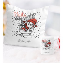 BK Kişiye Özel Yılbaşı Noel Baba Temalı Yastık Kupa Seti - 5