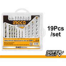 Ingco 19'lu Matkap Ucu ve Bits Uç Seti