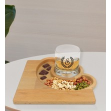 Kişiye Özel Çelenk Baş Harfli Isimli Viski Bardağı ve Doğal Masif Ahşap Yarım Ay Sunum Tabağı Çerezlik Hediye Seti-5