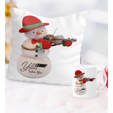 Kişiye Özel Mutlu Yıllar Tasarımlı Yastık Kupa Seti - 3