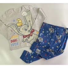 George Lisanslı Disney Dumbo Gri %100 Pamuk Pijama Takımı