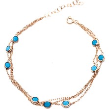 Nisa 925 Ayar Gümüş Turkuaz Taşlı 3 Sıra Tifany Bileklik