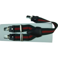 Kemer Sepeti Yeşil Kırmızı Çizgili 3 Klipsli Pantolon Askısı