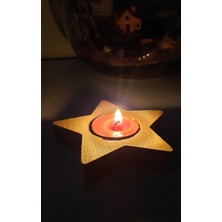 Koza Tasarım Atölyesi Yılbaşı Ahşap Yıldız Mumluk