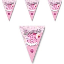 Dipak Pembe Renk Prenses 3 Yaşında Yazılı Flama