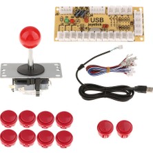 Flameer Arcade Dıy Kitleri Usb Kodlayıcı Pc Joystick İle 5 Pin + 10 Itme Düğmeleri Kırmızı (Yurt Dışından)