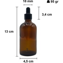 Afracam 100 cc Amber Damlalık Metal Siyah Sızdırmaz Kapaklı 100 ml Dropper Cam Serum Şişesi 1 Adet