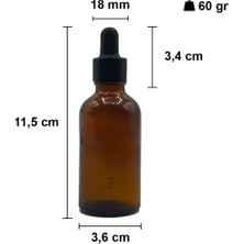 Afracam 50 cc Amber Damlalık Metal Siyah Sızdırmaz Kapaklı 50 ml Dropper Cam Serum Şişesi 30 Adet