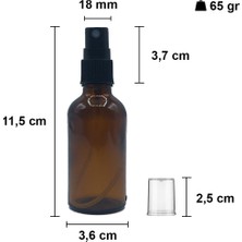 Afracam 50 cc Amber Sprey Kapaklı 50 ml Siyah Fısfıs Kolonya Dezenfektan Cam Şişe 1 Adet