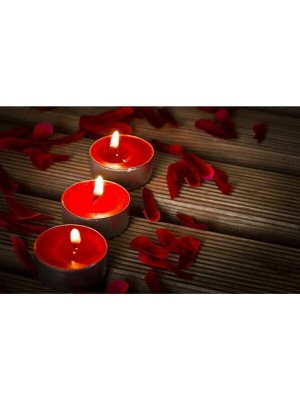 Dipak Yuvarlak Kırmızı Renk Tea Light Mum 10 Adet
