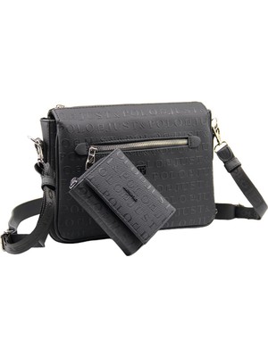 Just Polo Kadın 3 Bölmeli Ayarlanabilir Uzun Askılı Postacı Çanta ve Cüzdan Kombini PBU4013-1002