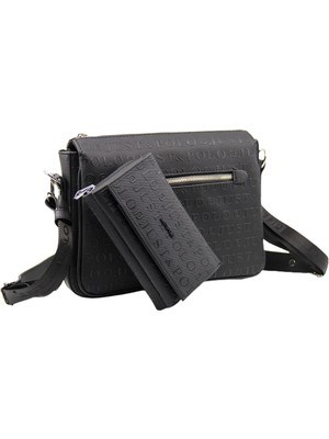 Just Polo Kadın 3 Bölmeli Ayarlanabilir Uzun Askılı Postacı Çanta ve Cüzdan Kombini PBU4013-1003