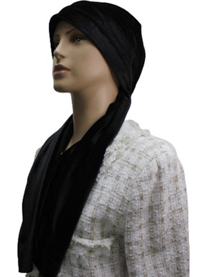 Eflin Kadın Tesettür Giyim Fularlı Bone Siyah Kadife