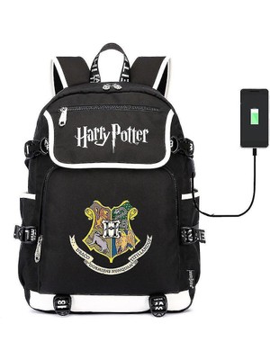 BDZ Mall Harry Potter Temalı USB Portlu Okulu Sırt Çantası - Siyah (Yurt Dışından)