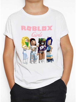 Take Roblox Girls Çocuk Tişört Beyaz Kesim