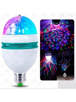 Mobgift Disko Ampulü LED Işıklı 360° Dönen Döner Başlıklı Duylu Lamba (16 Renkli)