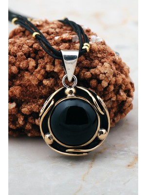 Sümer Telkari Oniks Taşlı Elişi Gümüş Kolye