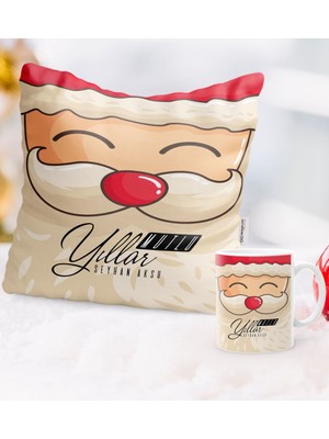 BK Kişiye Özel Yılbaşı Noel Baba Temalı Yastık Kupa Seti - 6