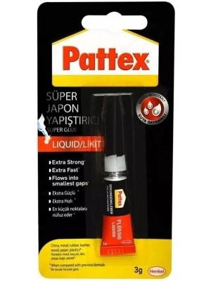 Pattex Süper Japon Likit Yapıştırıcısı 3gr Ekstra Güçlü Hızla Porselen Metal Kauçuk Deri Ahşap için