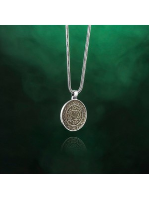 Tesbih Sepetim Mührü Süleyman Motifi Işlemeli 925 Ayar Kolye