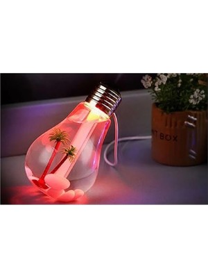 herkesetoptantic Ampul Hava Nemlendirici LED Işıklı Dekoratif Buhar Makinesi Masa/gece Lambası (7 Renkli)