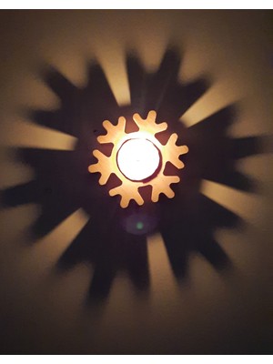 Koza Tasarım Atölyesi Yılbaşı Ahşap Kar Tanesi Mumluk