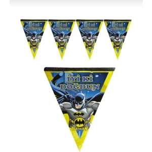 Batman Iyi Ki Doğdun Yazılı Üçgen Flama 2 Metre / 10 Bayrak