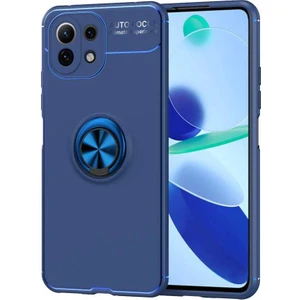 Case 4U Xiaomi Mi 11 Lite Kılıf Kamera Korumalı Autofocus Shockprof Ravel Yüzüklü Standlı Slikon Kapak Mavi