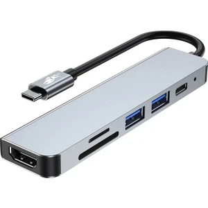 6in1 USB Type-C Hub Port Adaptör HDMI Sd Kart USB Pd Girişli