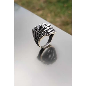 The Collection Iskelet Çift El Model Ayarlanabilir Gümüş Kaplama Yüzük