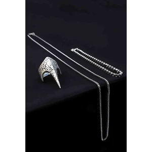 The Collection Zihgir Ayarlanabilir Gümüş Kaplama Yüzük Küp Bileklik ve Kolye Set