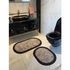 Cindy Dama 2'li Lateks Taban Saçaksız Banyo Paspas Takımı
