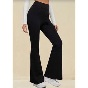 Kadın Siyah Ispanyol Paça Çelik Örme Toparlayıcı Tayt