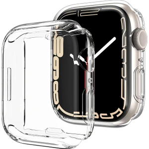 Apple Watch Uyumlu Series 7 45MM Kılıf 360 Full Round Soft Silicone Şeffaf