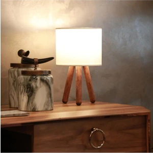 Art&gift Tasarım Ahşap Silindir Başlıklı Krem Kumaş Abajur AYD-2939