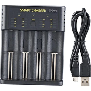 18650 Piller Şarj Cihazı 4-Slot Li-Ion Piller Için Akıllı Şarj 20700 Aaa (Yurt Dışından)