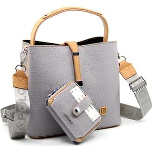 Just Polo Kilit Detaylı Kadın Kartlık ve Omuz Çanta Kombini MDS4002-1002