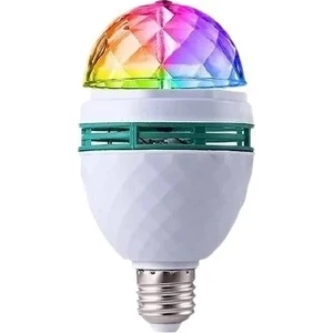 Disko Ampulü LED Işıklı 360° Dönen Döner Başlıklı Duylu Lamba (16 Renkli)