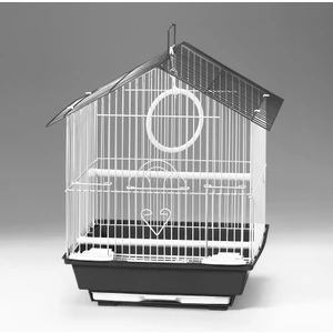 Kuş Kafesi 30 x 23 x 39 cm Üçgen Çatılı Siyah Kanarya Muhabbet Kuşu İçin