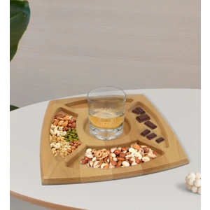Kişiye Özel Isimli Viski Bardağı ve Doğal Masif Ahşap 4 Bölmeli Sunum Tabağı Çerezlik Hediye Seti-18