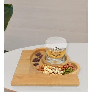 Kişiye Özel Isimli Viski Bardağı ve Doğal Masif Ahşap Yarım Ay Sunum Tabağı Çerezlik Hediye Seti-9