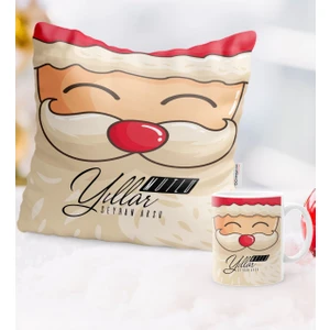 Kişiye Özel Yılbaşı Noel Baba Temalı Yastık Kupa Seti - 6