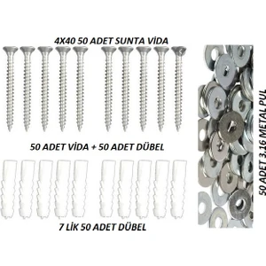 Ahşap-Sunta Vi̇da+Dübel+Pul 50 Li̇ Tk.