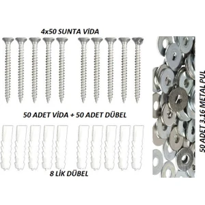 Ahşap-Sunta Vi̇da+Dübel+Pul 50 Li̇ Tk.
