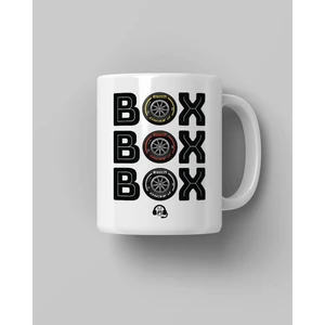 Box Box Box Formula 1 Temalı Baskılı Beyaz Kahve Kupa Bardak