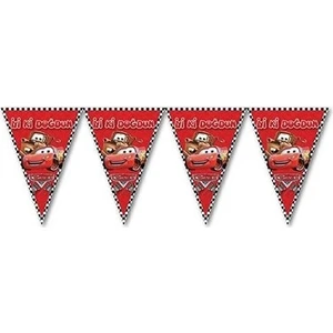 Kırmızı Renk Cars Şimşek Mcqueen Iyiki Doğdun Yazılı Üçgen Flama