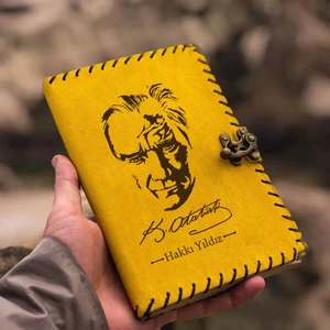 Atatürk Siluetli Isme Özel Deri Defter